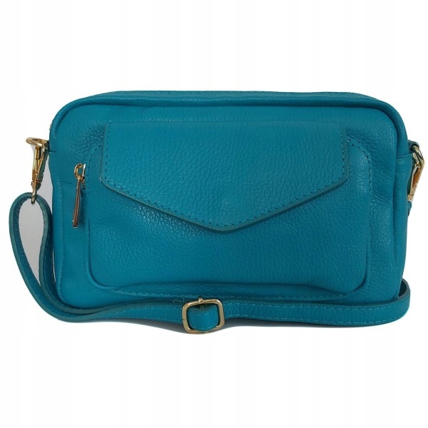 Roztomilá Kabelka Přes Rameno V Mořské Barvě – Přírodní Italská Kůže