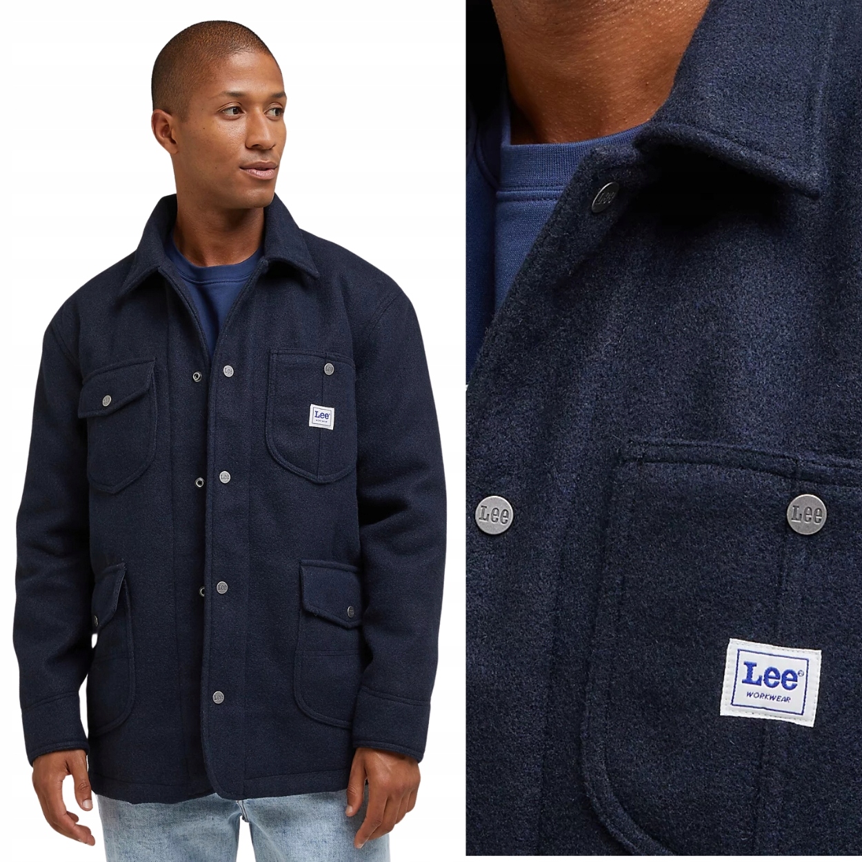 Lee Workwear Wool Jacket SkyCaptain Tmavě Modrá Zateplená Vlněná Bunda XXL
