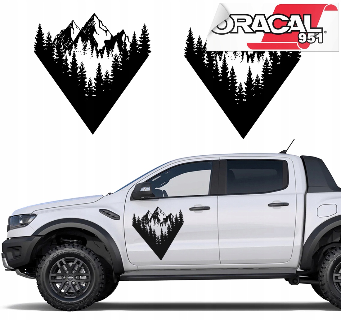 NAKLEJKA na auto PUSZCZA LAS DRZEWA 2szt 96X94cm