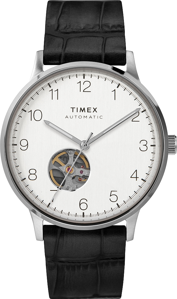 Automatické Pánské Hodinky Timex TW2U11500 Klasické Open Heart S Řemínkem 40mm