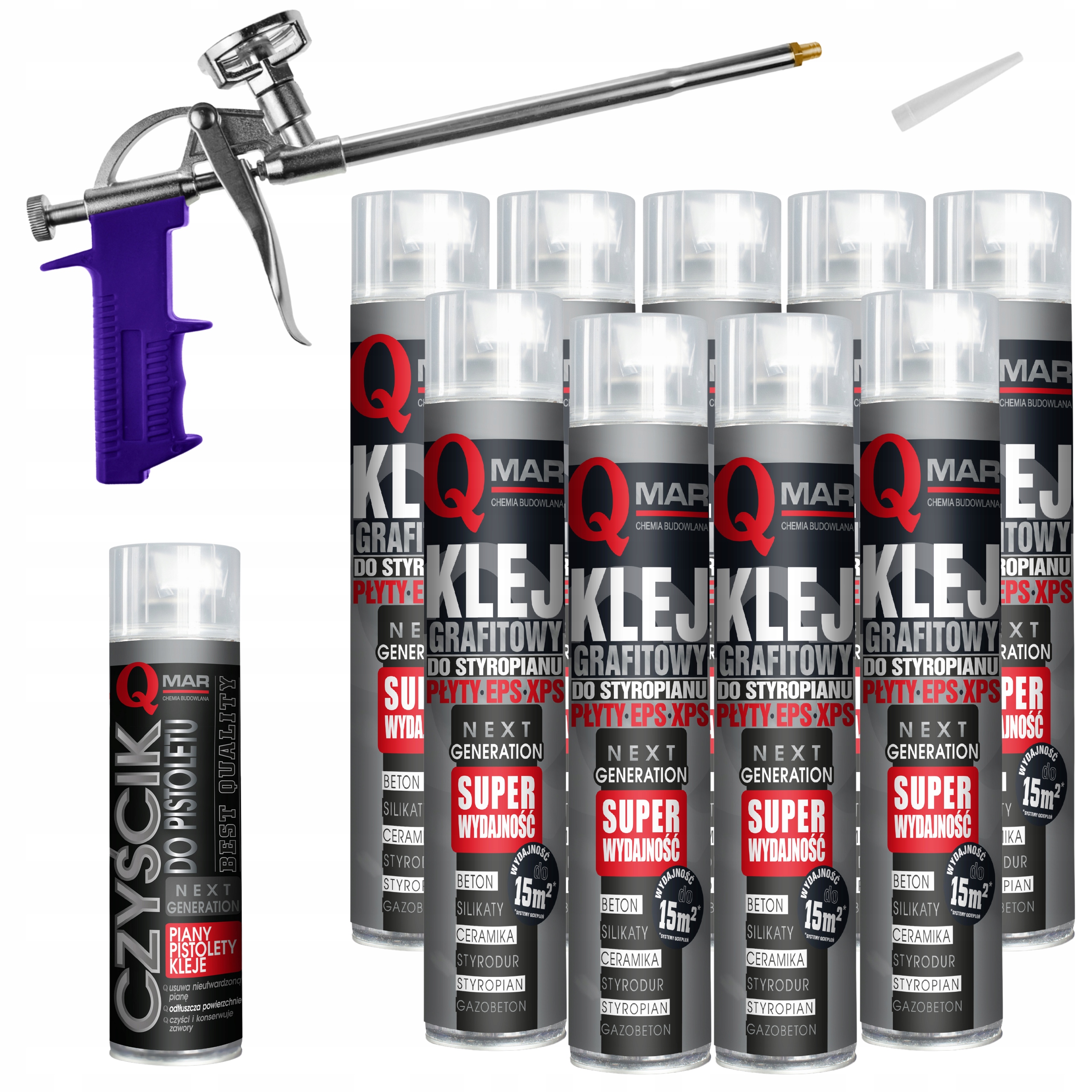 Pěnové Lepidlo Pro Grafitovou Polystyrenovou Pistoli Výkonné 9 Kusů Čistič Pistole Qmar