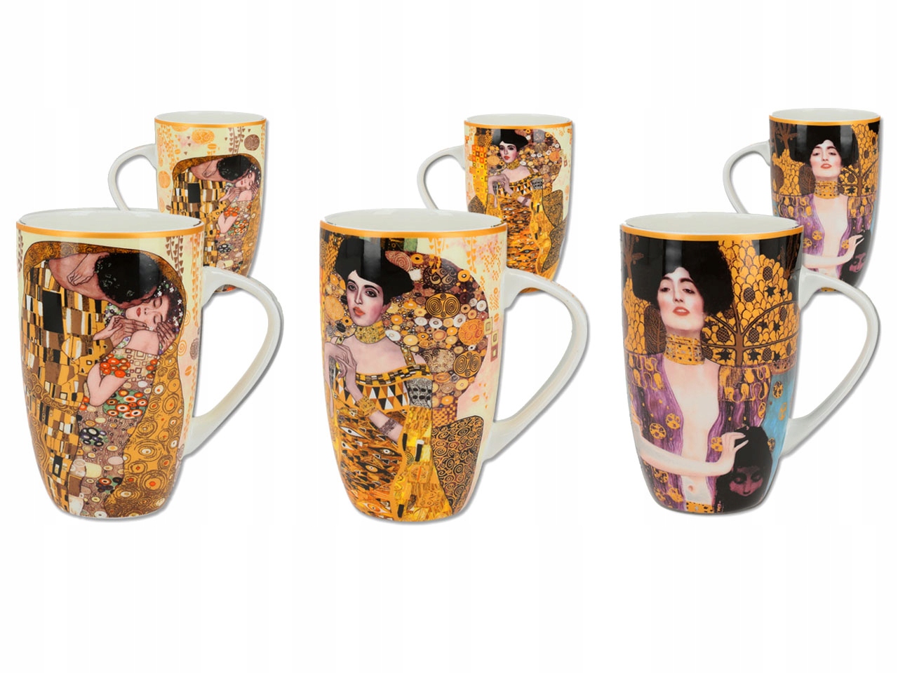 Levně Krásná sada 3 hrnků Gustav Klimt Polibek