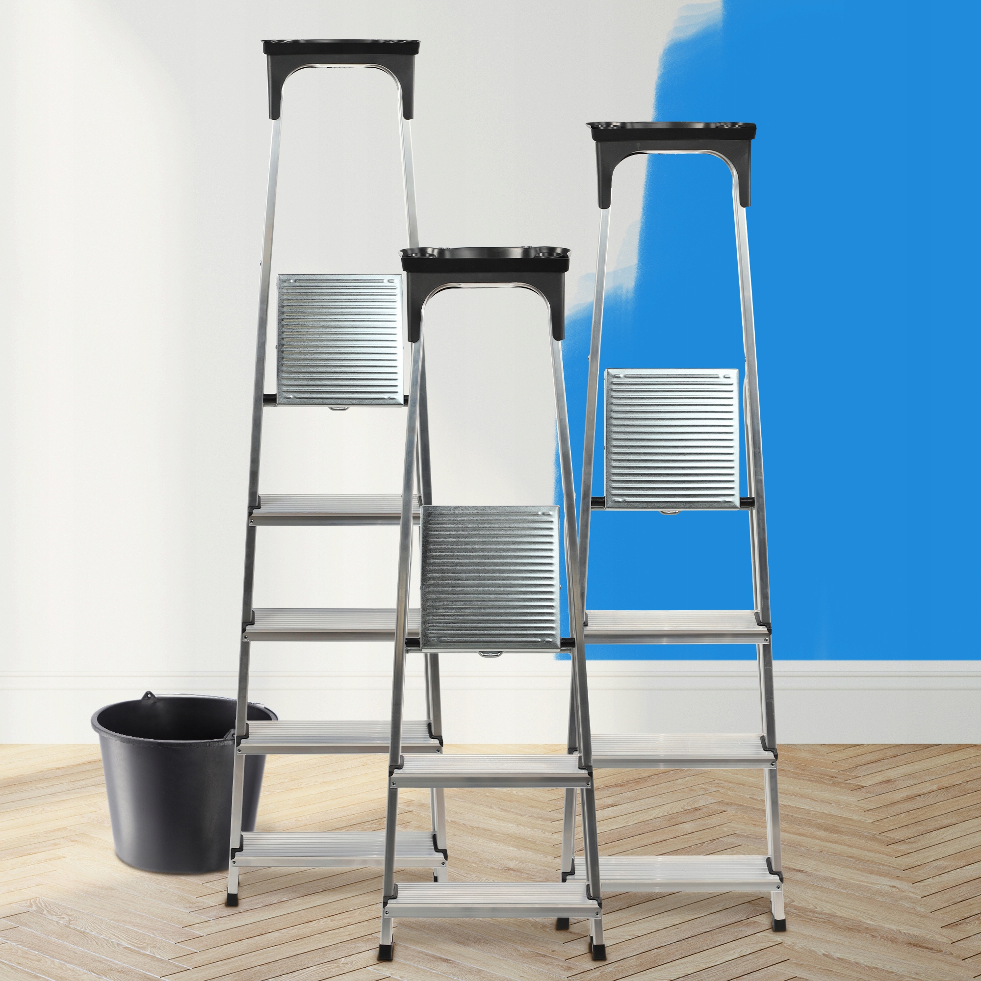 DRABINA ALUMINIOWA 6 STOPNIOWA SKŁADANA DOMOWA MOCNA PÓŁKA +HAK 125kg Liczba elementów 1