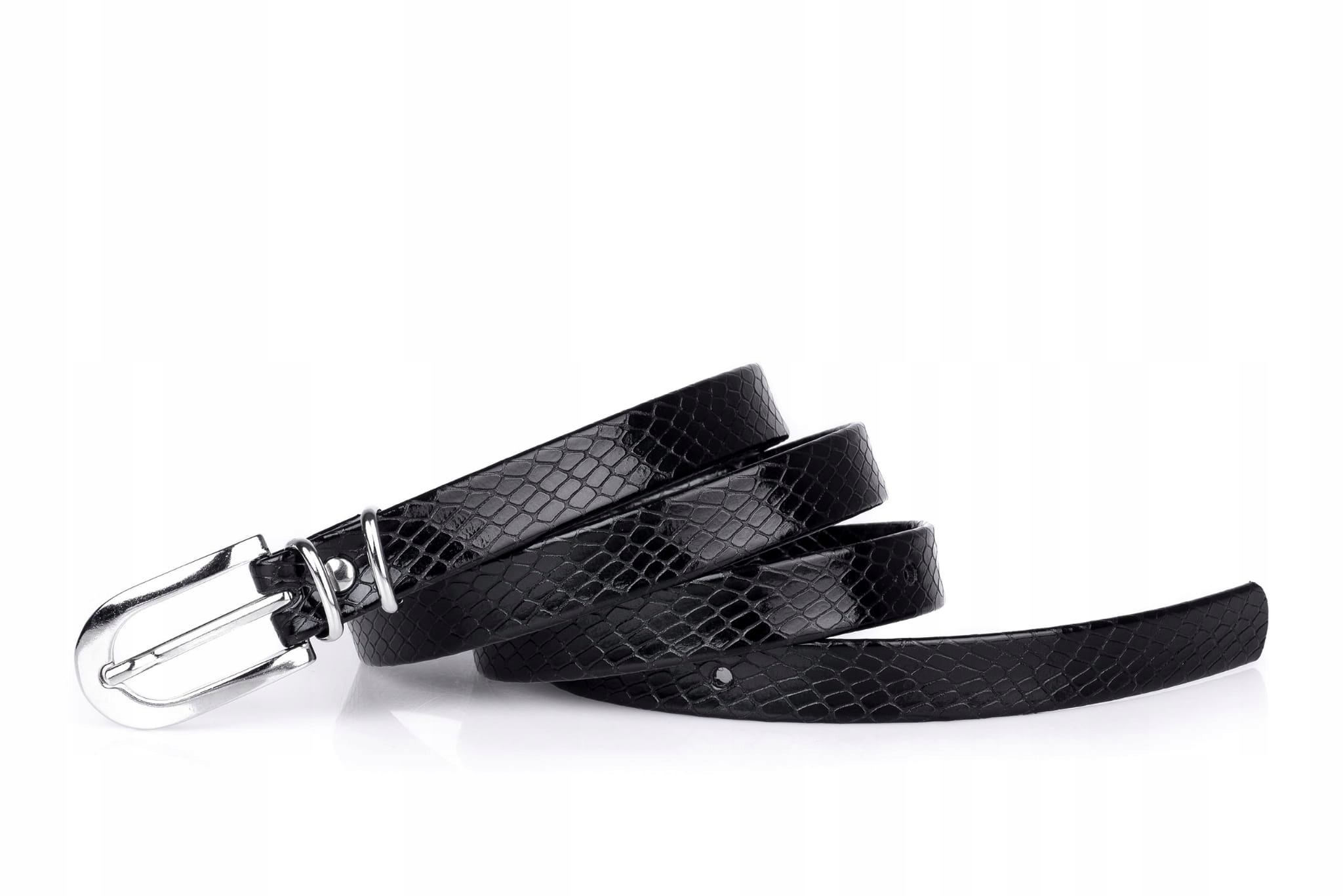 

Pasek damski klasyczny czarne łuski 1,5 cm