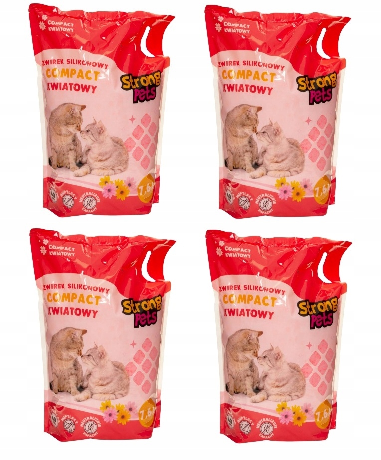 Levně Silikonové stelivo květinové stelivo Strong Pets na kočičí záchodky pro kočky 30,4 l; 4 ks 7,6 l