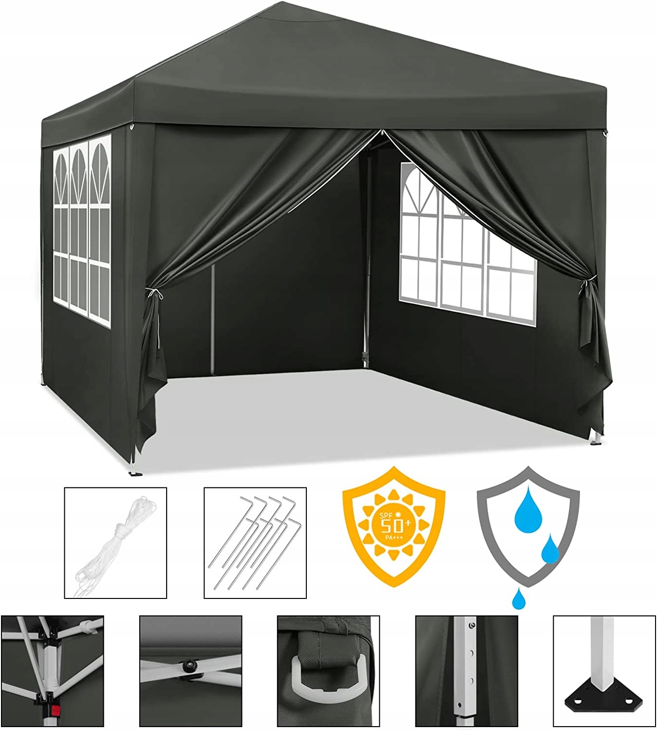 ТЕНТ САДОВЫЙ ПАВИЛЬОН Pop-Up UV50+ серый 3x3x2,5 Артикул WOLTU