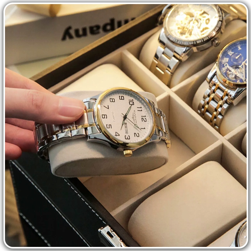 PUDEŁKO ETUI ORGANIZER SZKATUŁKA NA ZEGARKI BIŻUTERIĘ 12szt Kolor czarny