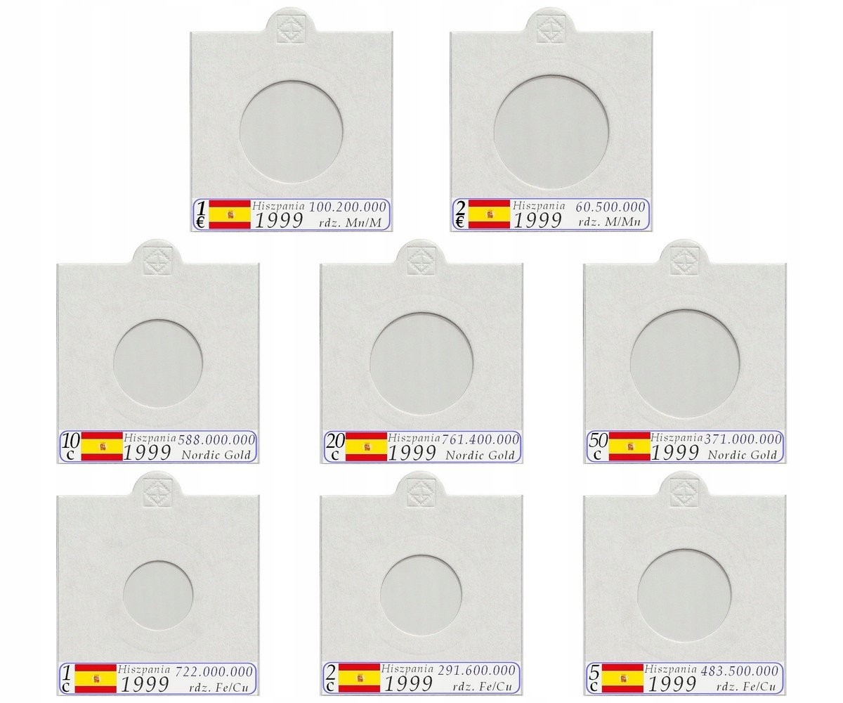 Sada 176 kusů mincí pro euromince Španělsko popisky