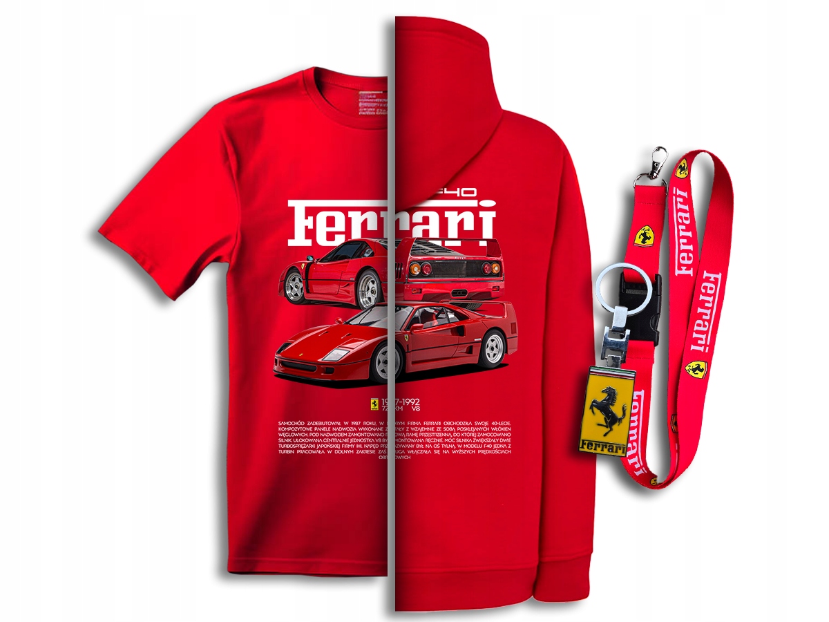 Zestaw Ferrari F40 Koszulka Bluza Brelok Smycz T-shirt