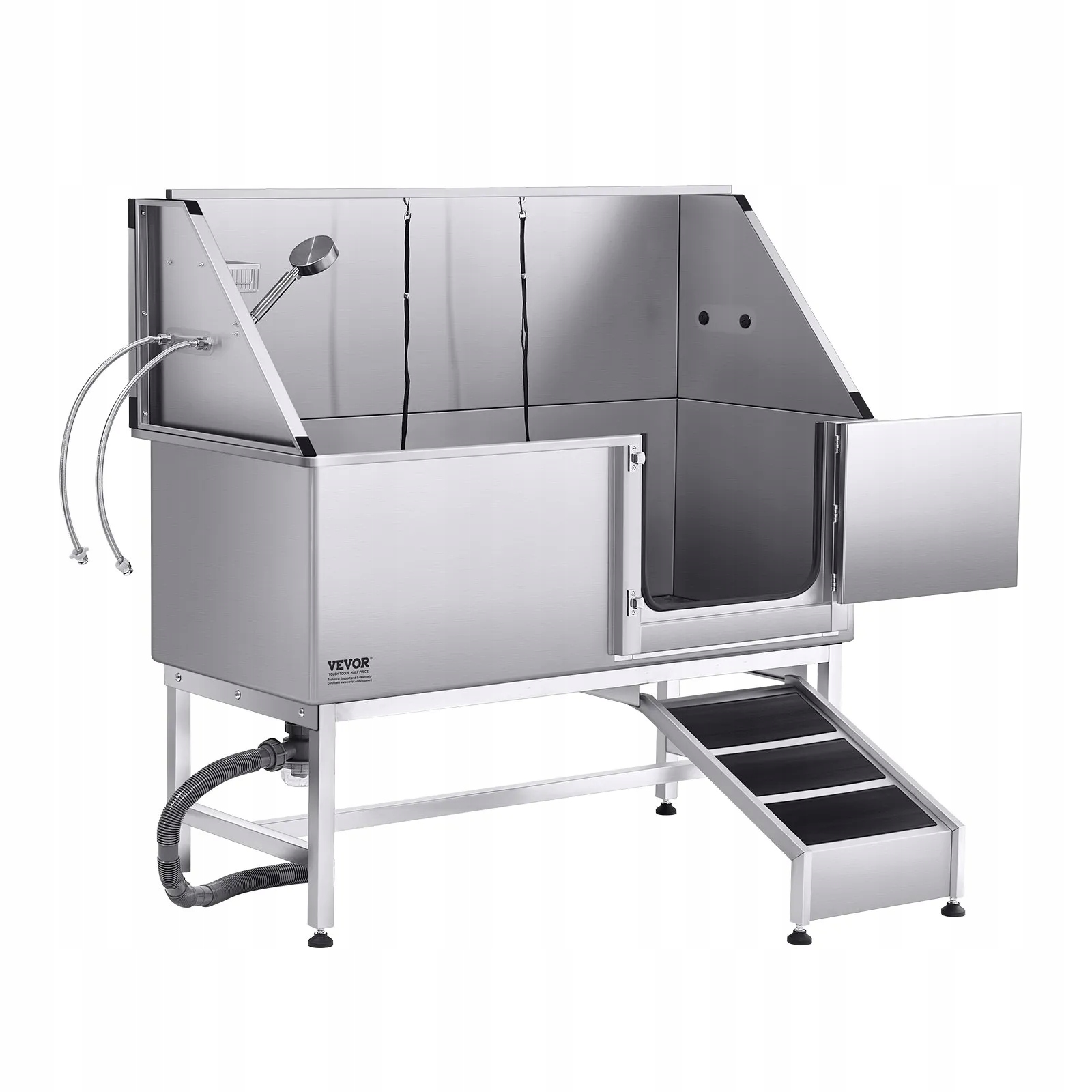 Levně Groomerská vana pro psa ocelová se sprchou a rampou do koupele zvířat