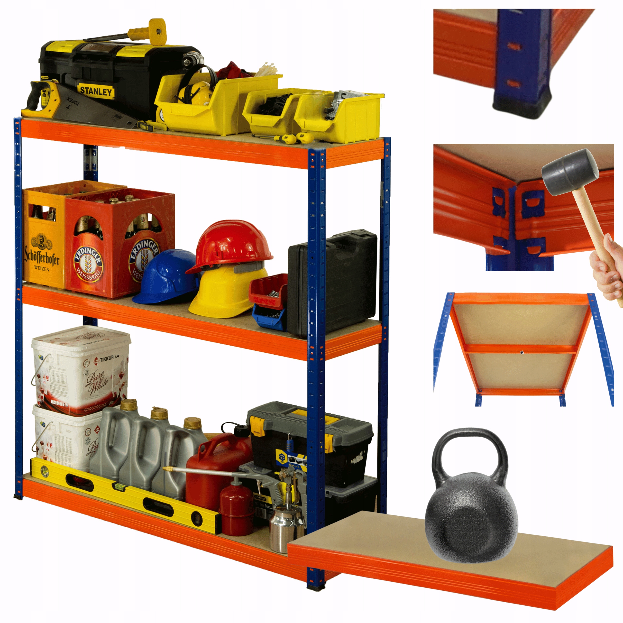 Garážový skladový regál s kovovým stojanom Helios 106x100x30 cm 3Px175 kg