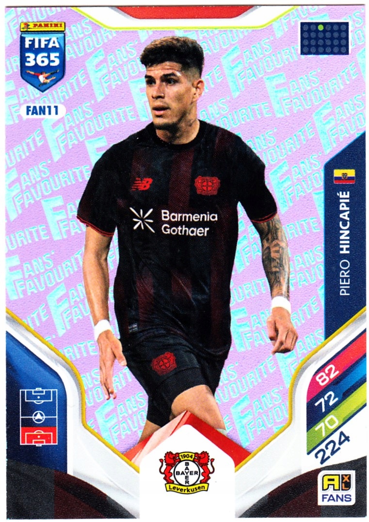 Panini Fifa 365 2026 Fans' Favourite Piero Hincapié FAN11 Różowy (Pink)