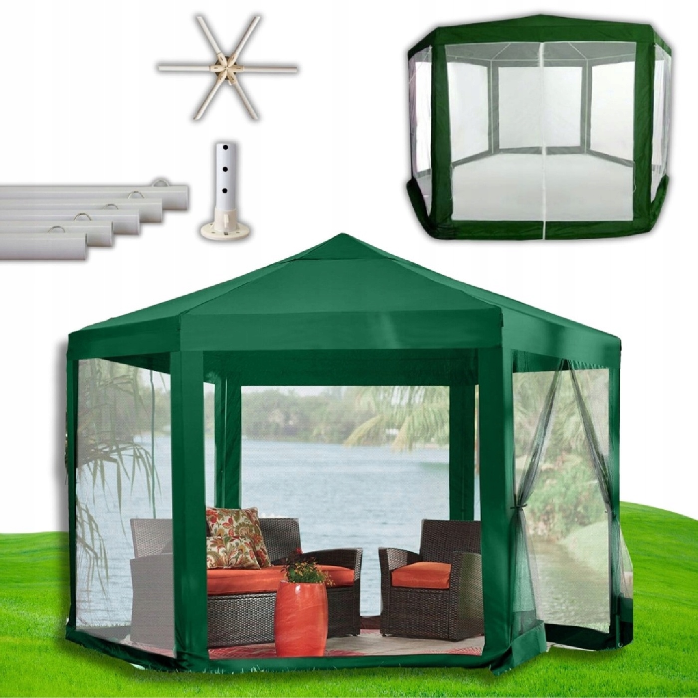 Zahradní pavilon Stan 2x2x2,5 m 6 stěn Moskytiéra Ocelová