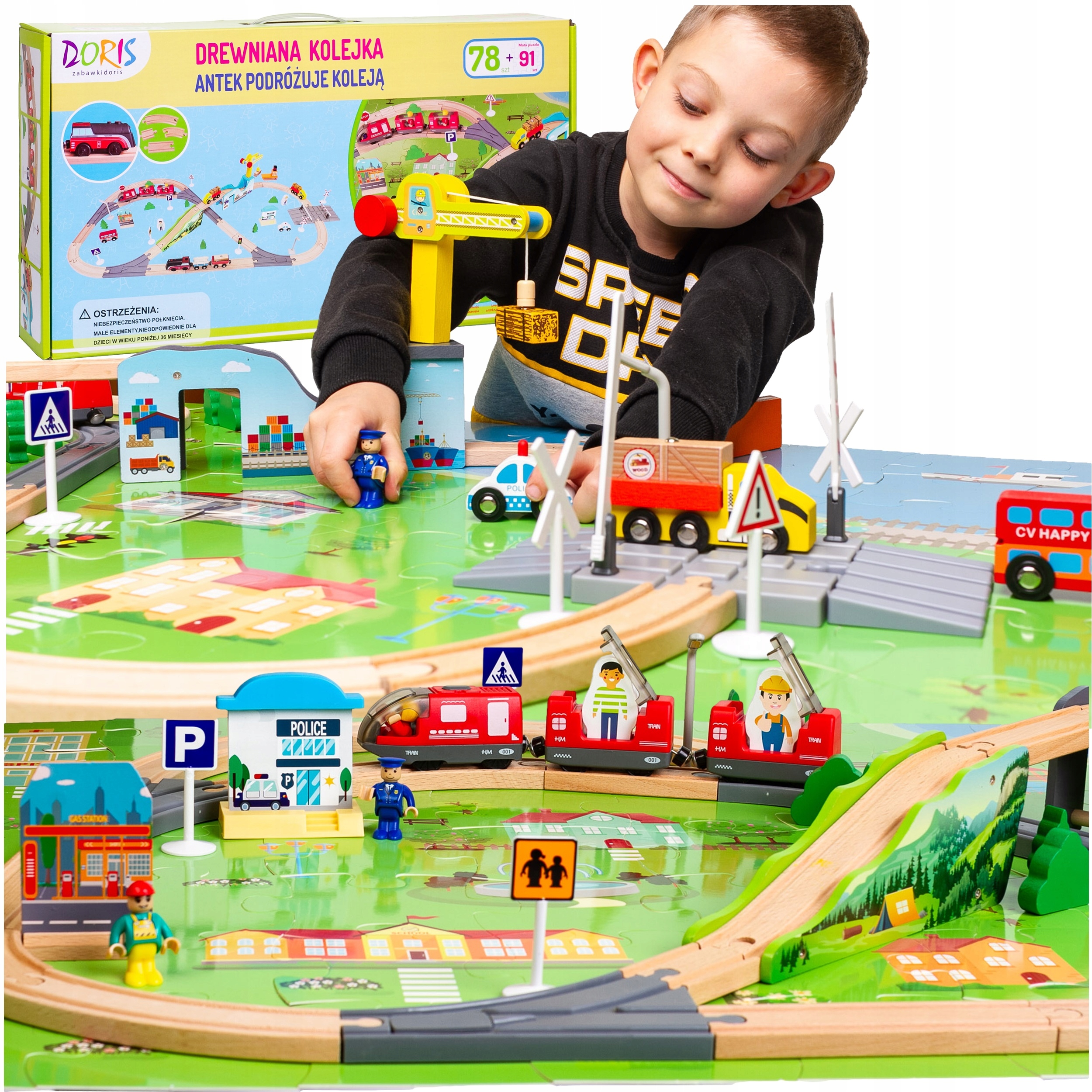 

Kolejka Drewniana Na Baterie Elektryczna 2 pociągi