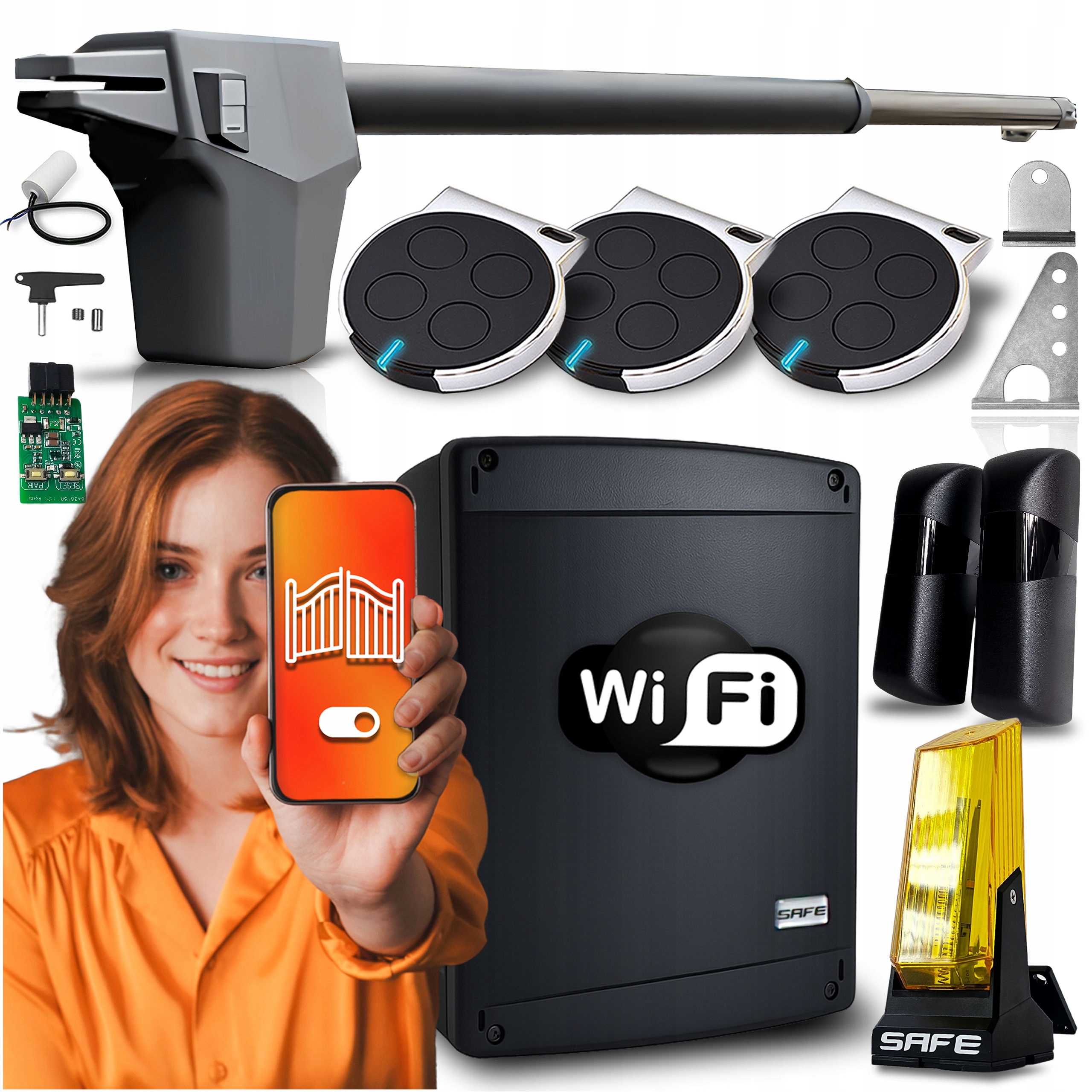 Pohon Pro Jednokřídlovou bránu Set 4,3 m 3x Pilot automat Wifi Tuya App