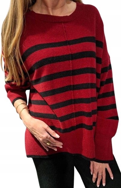 Cocomore Svetr Pásy Vlna Kašmír Bordová Černá Novinka