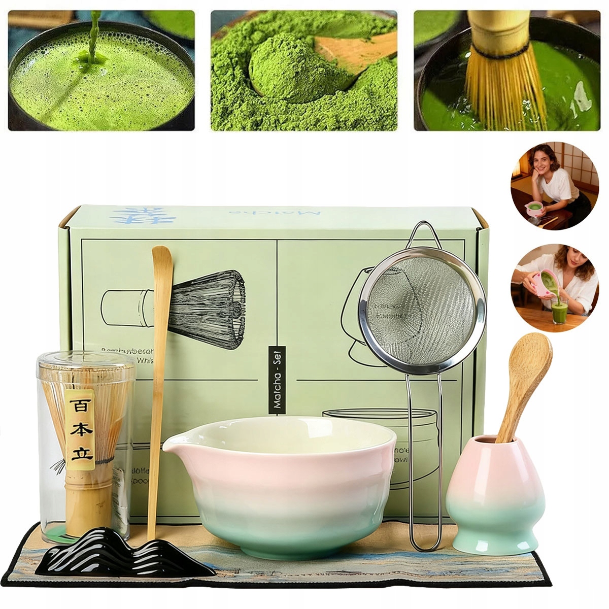 Levně Dárková Sada 8 Kusů Na Čaj Matcha Sada Na Vaření Matchy Lžíce