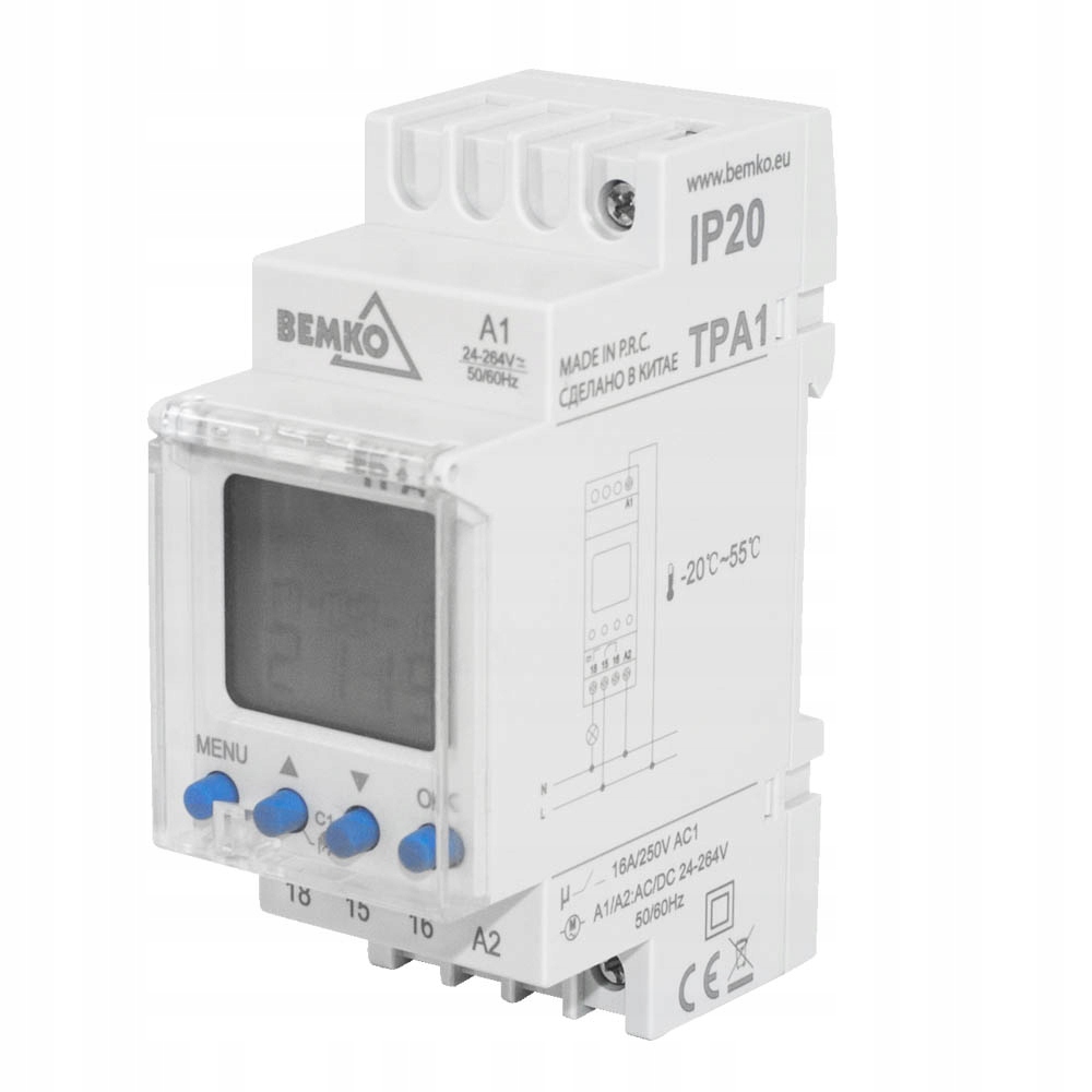 Astronomické hodiny jednokanálové 24-264V Ac/dc Bemko A25-TPA1