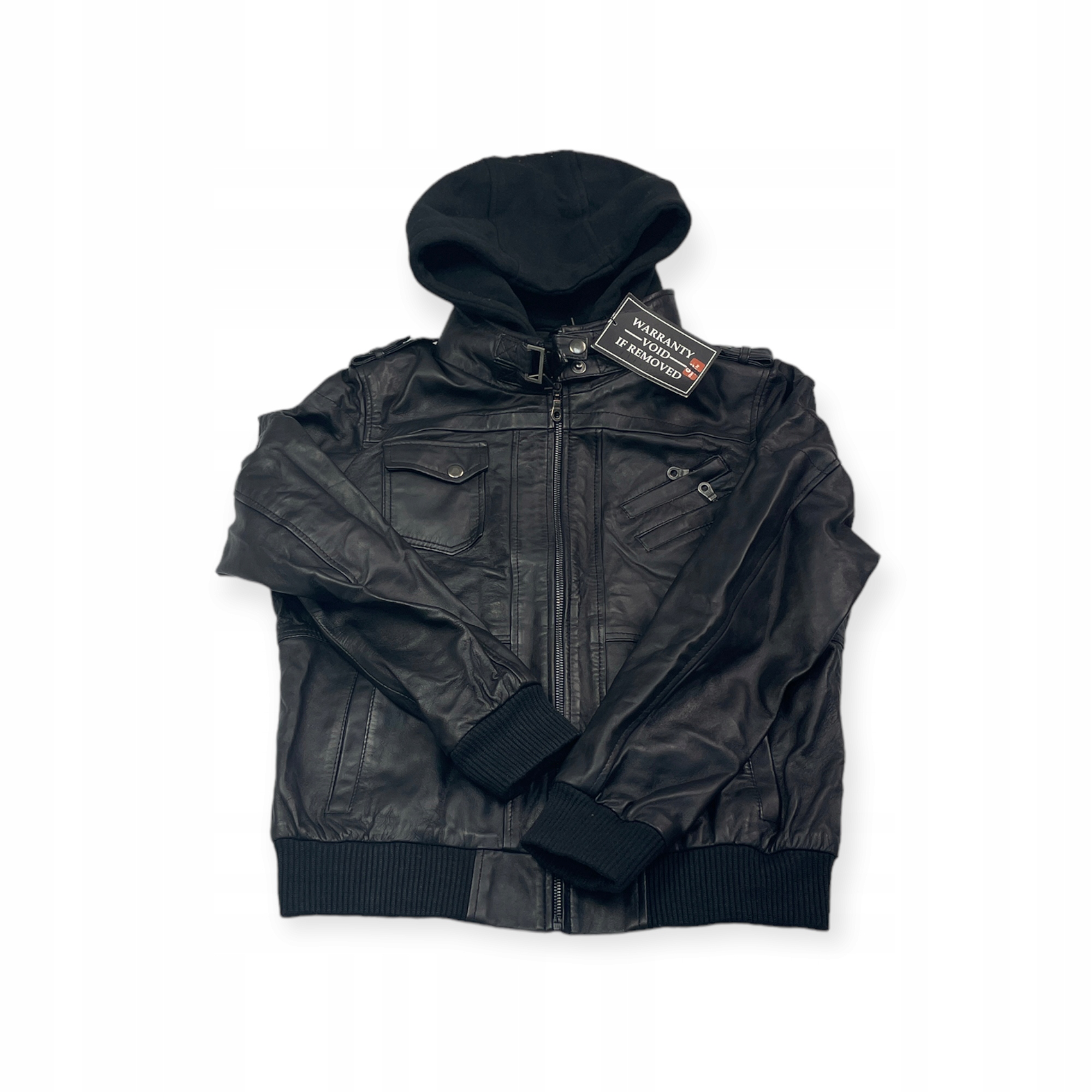 Dámská kožená bunda s kapucí Real Leather L