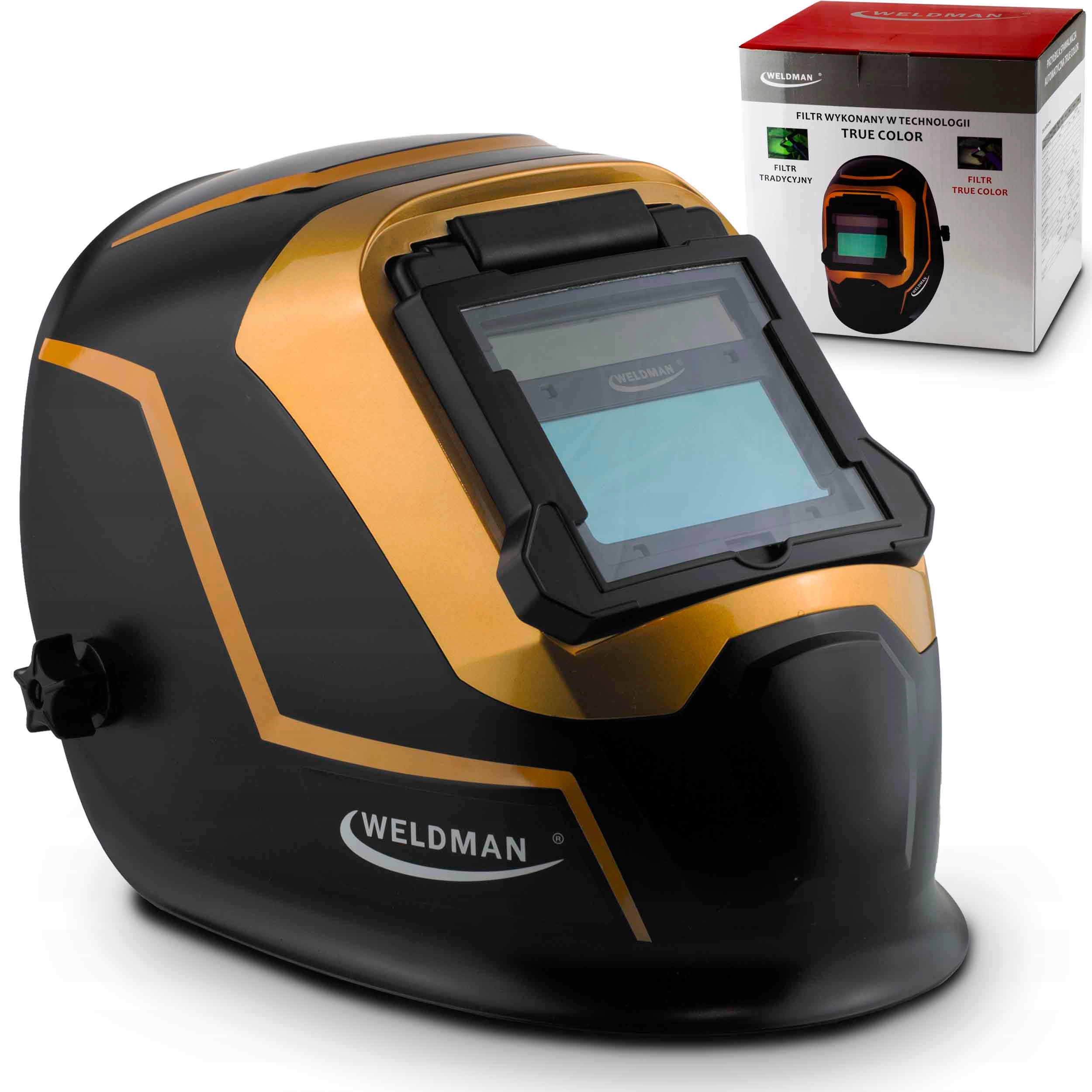 Przyłbica Spawalnicza Maska Samościemniająca Filtr Weldman Gold True Color