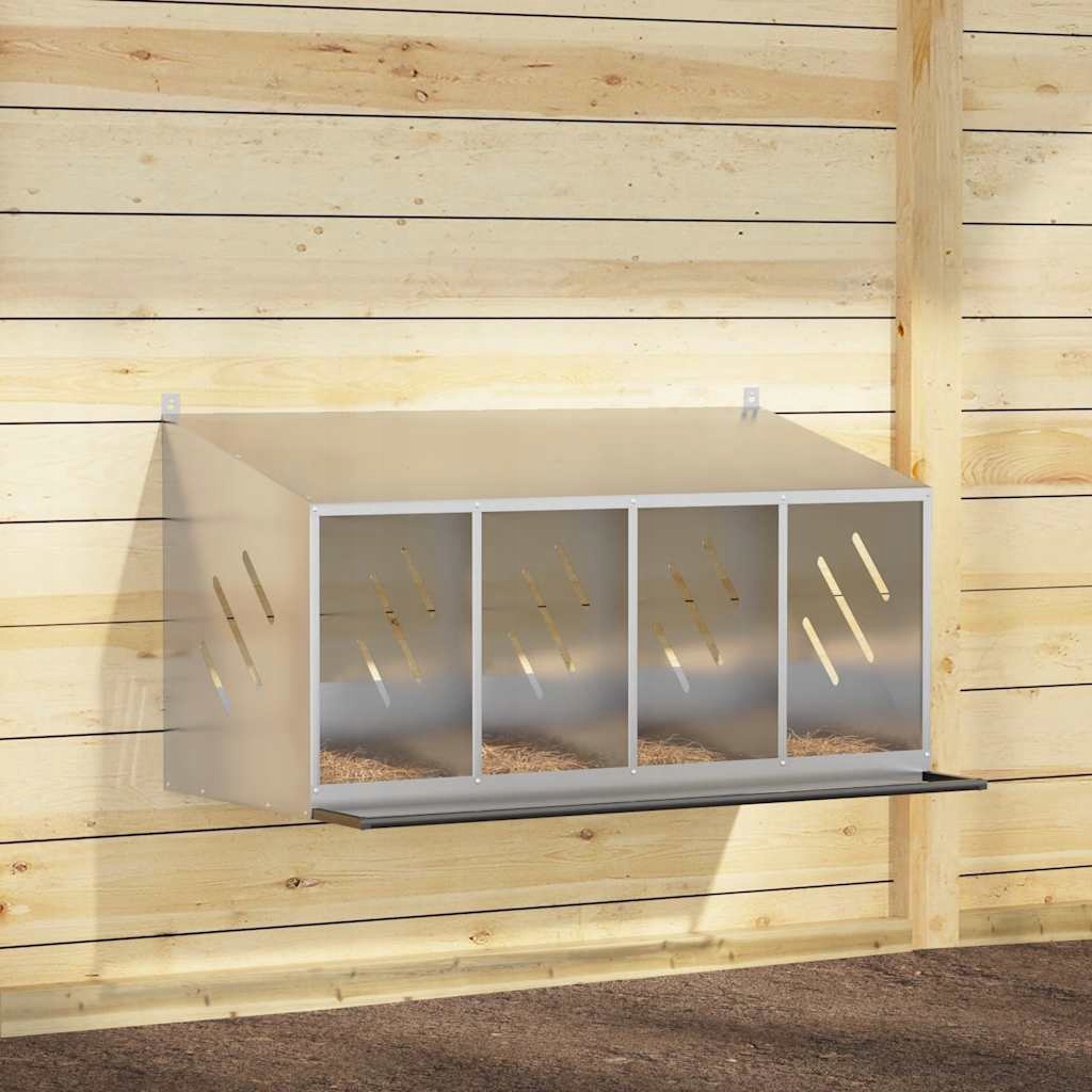 Fionshop 262669651 Hnízdní box pro kuřata 4 přihrádkami Pozinkovaný stříb
