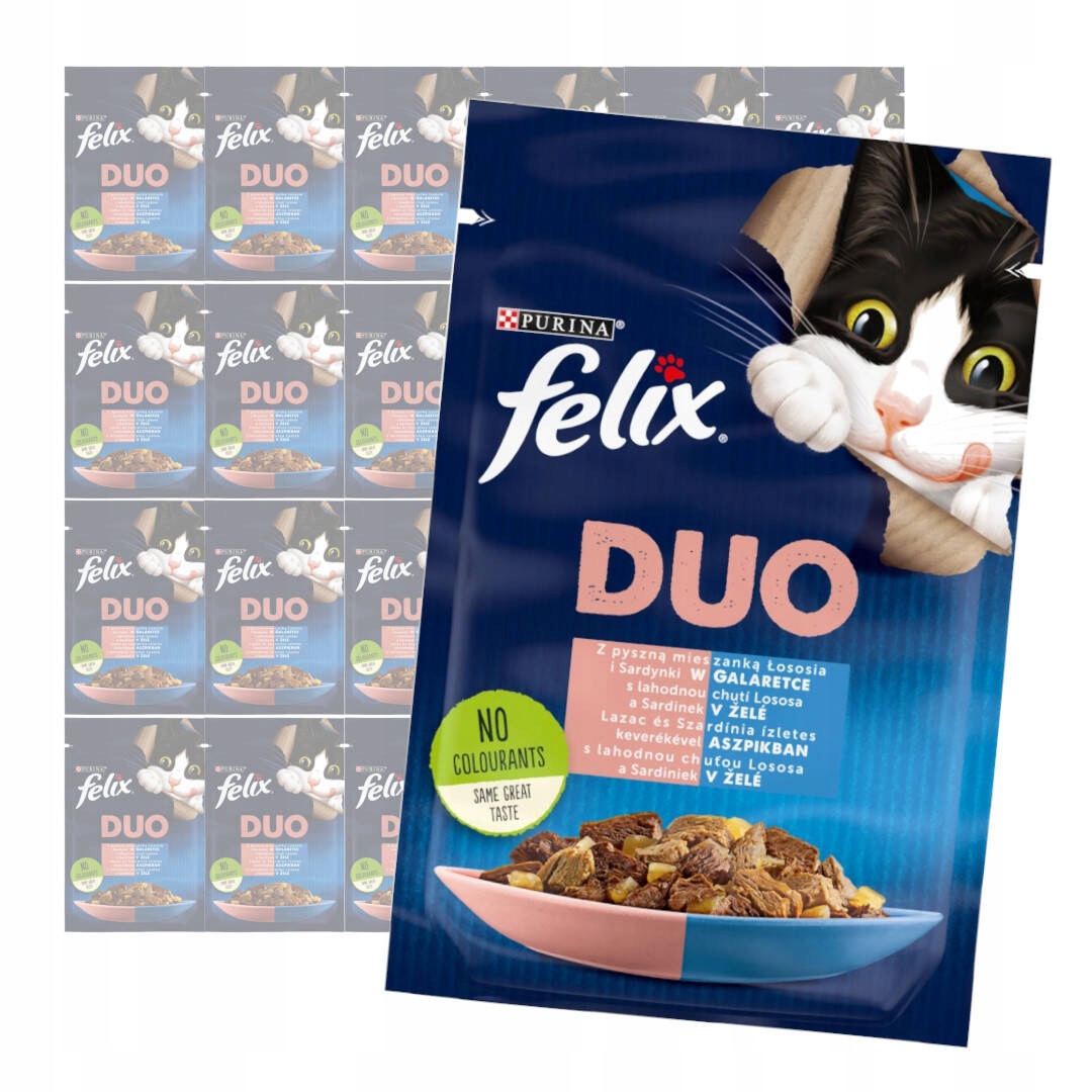 Felix Fantastic Duo Krmivo pro kočky s lososem sardinkou v želé 26x85 g