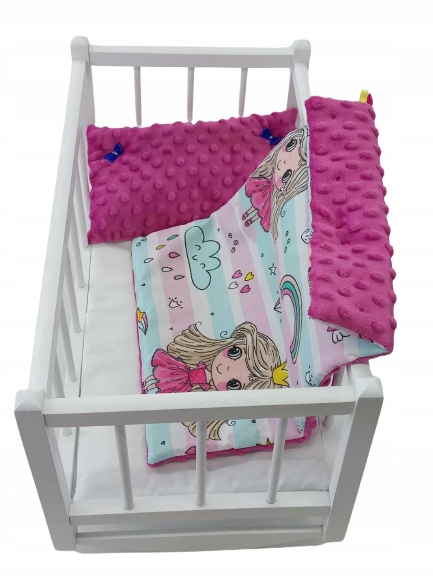 DREWNIANA kołyska DLA LALEK + POŚCIEL 3el