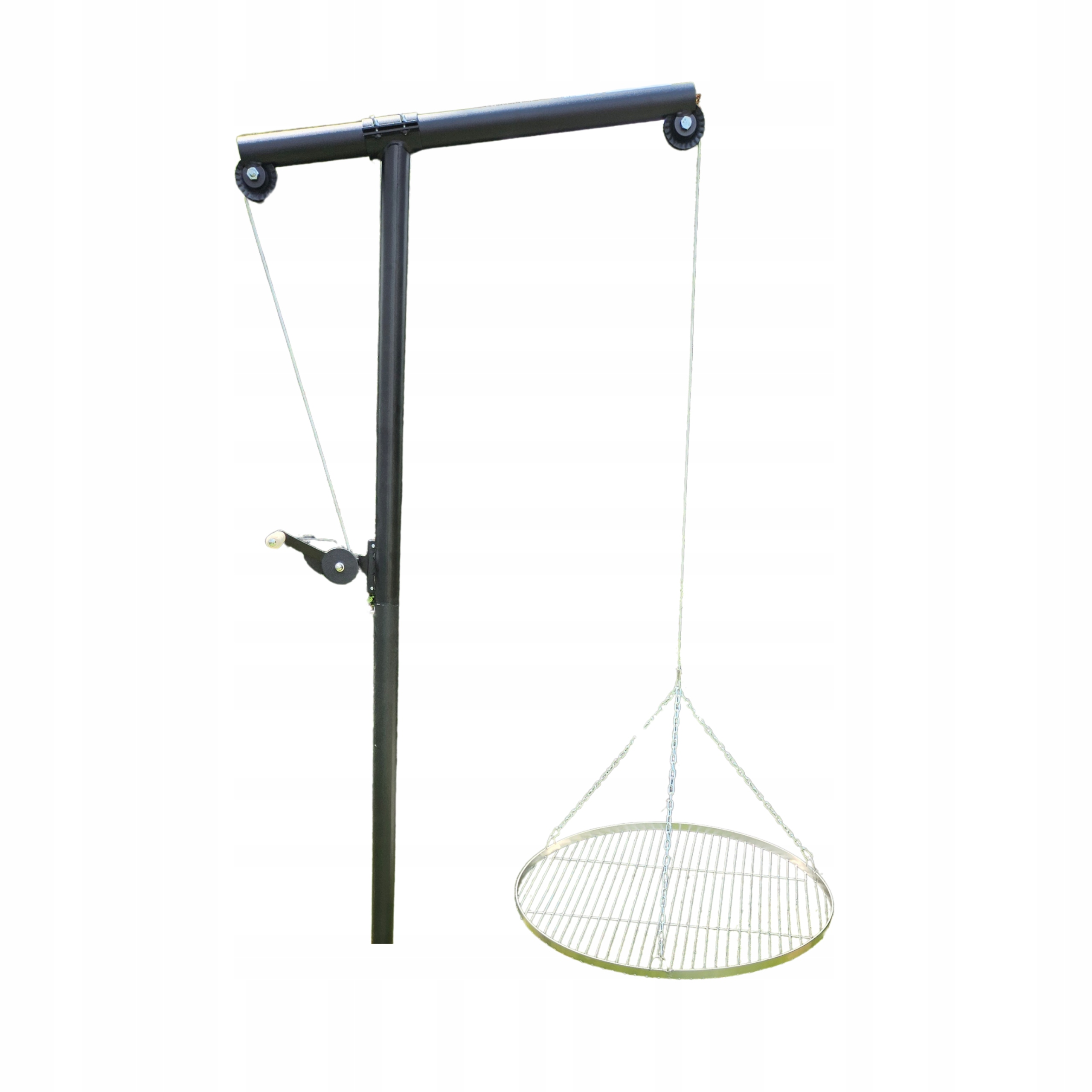 Grill ogrodowy na wysięgniku żuraw z rusztem długie regulowane ramie 70 cm