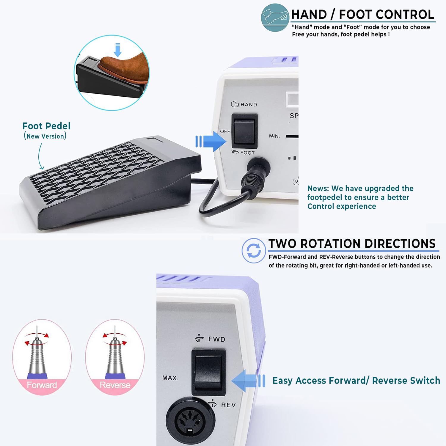 JD700 Frezarka Do Paznokci 30000 Obr/Min Zestaw Manicure Pedicure — miniatura 4