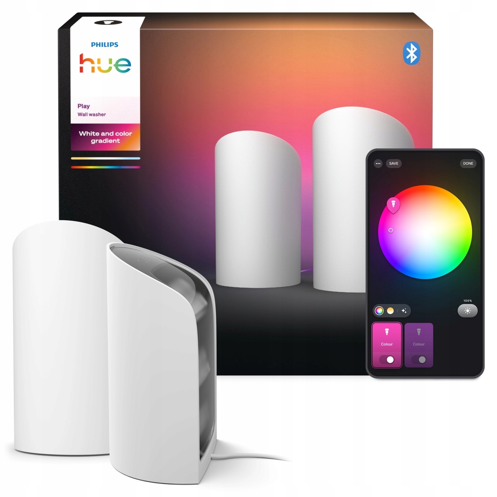 2x Led Stolná Lampa Rgb Inteligentná Zigbee Play Wall Washer Philips Hue