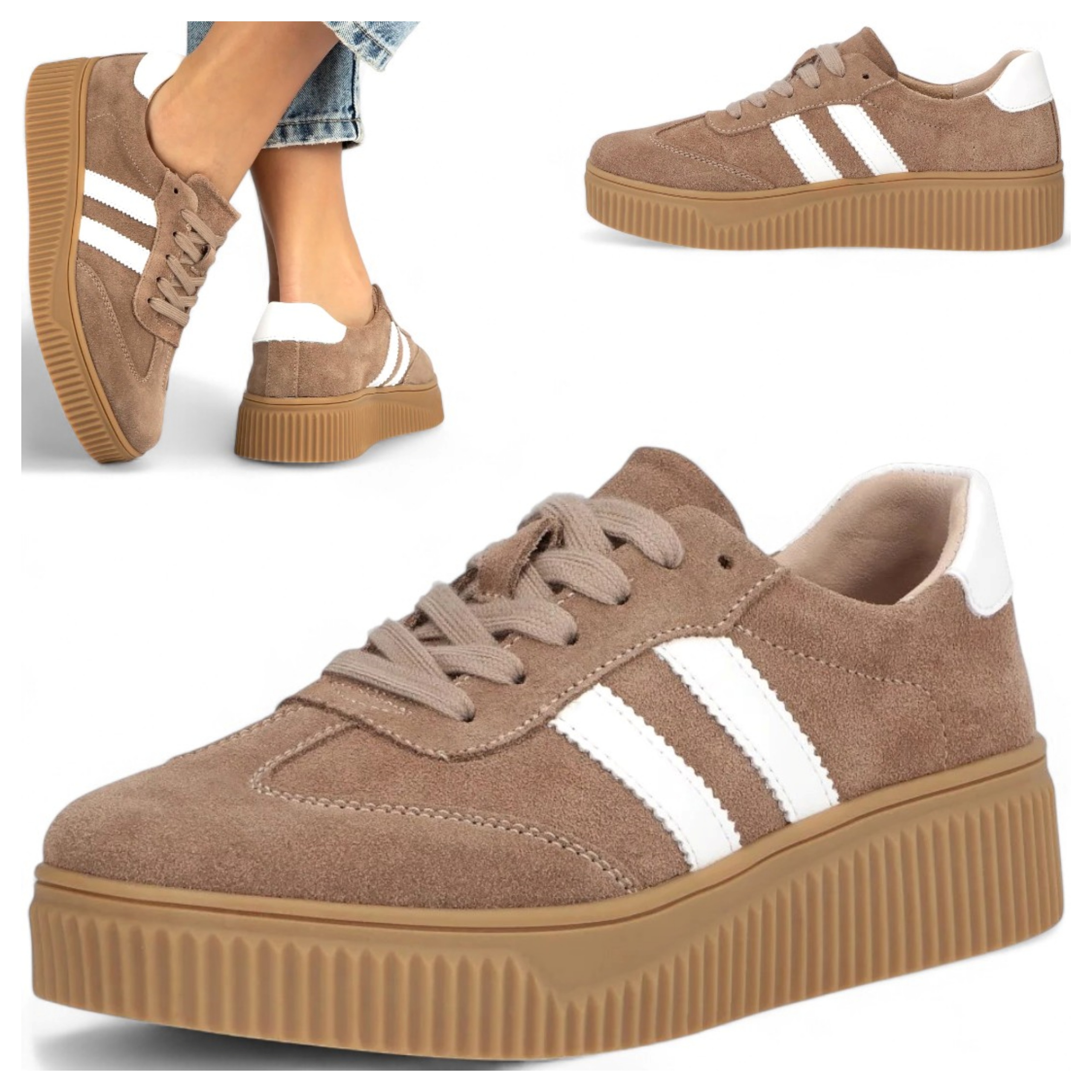 Kožené Dámské tenisky 41 Filippo Sportovní polobotky na platformě Béžová