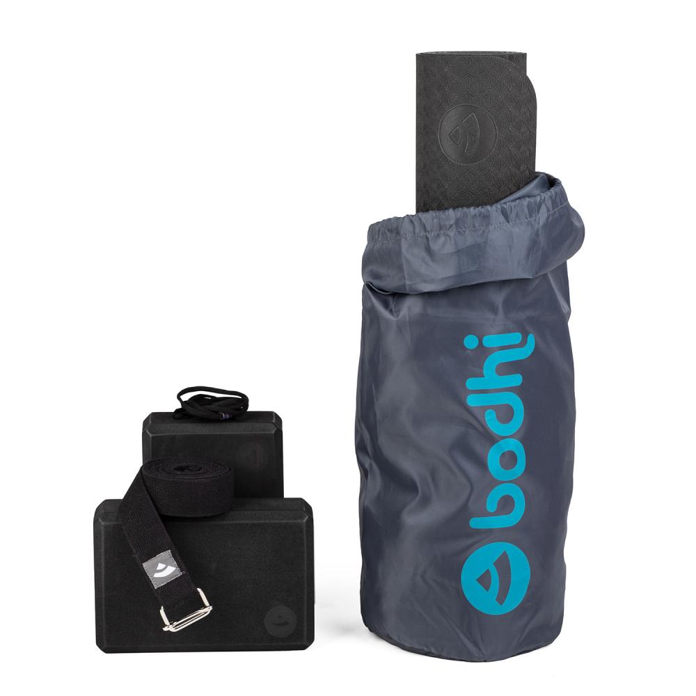 Sada na jógu černá Tpe podložka+pásek+kostky+taška