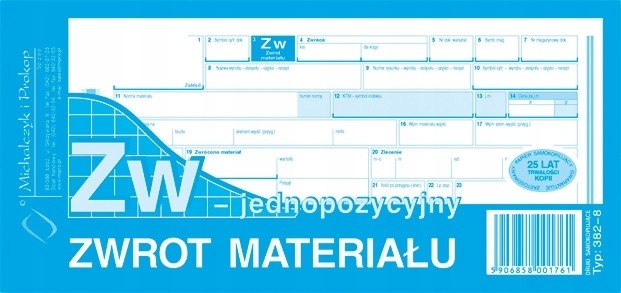 

382-8 Zw zwrot materiałów jednopozycyjny 1/3 A4