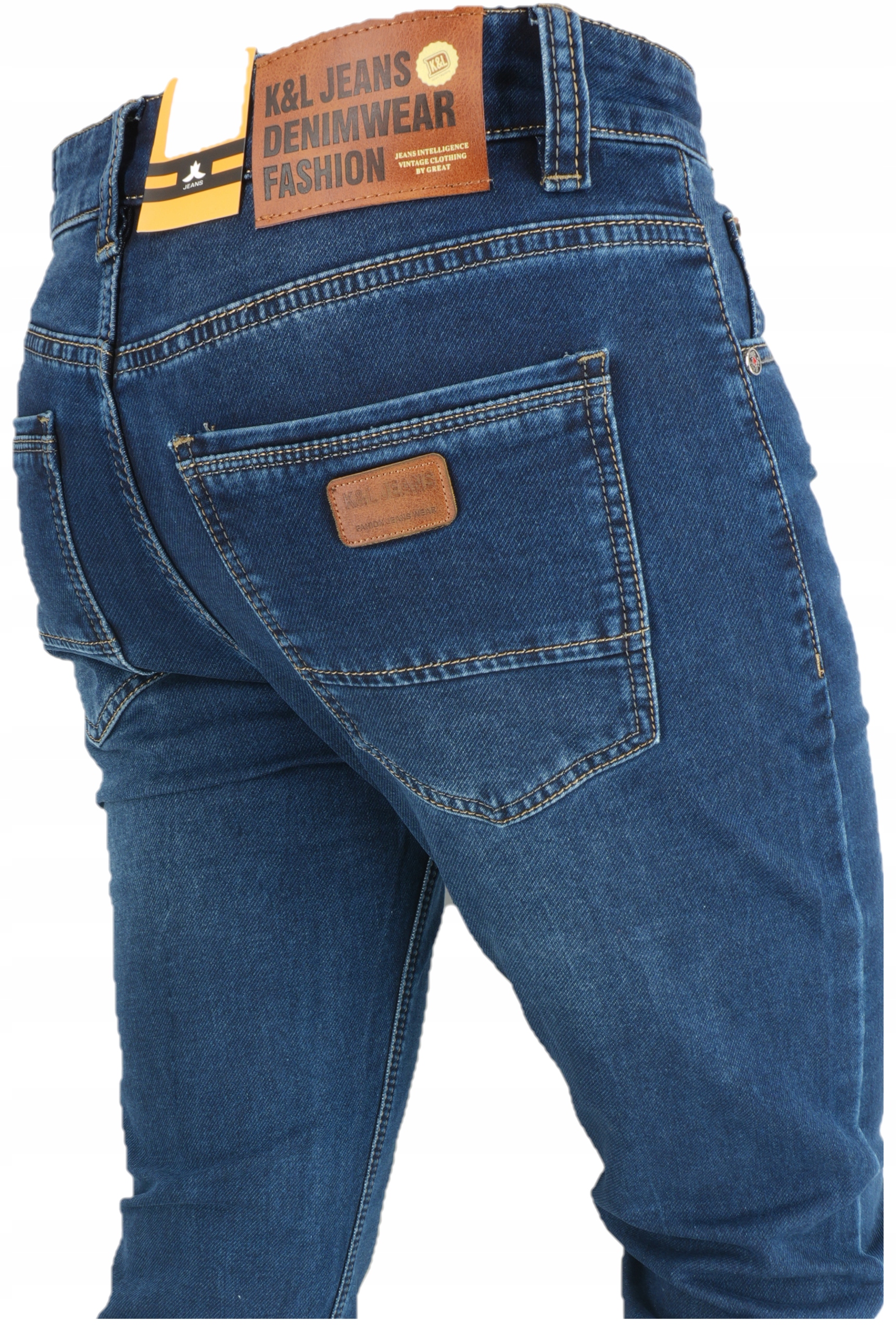 Spodnie Jeansy Męskie Prosta Nogawka Niebieskie L32 W36