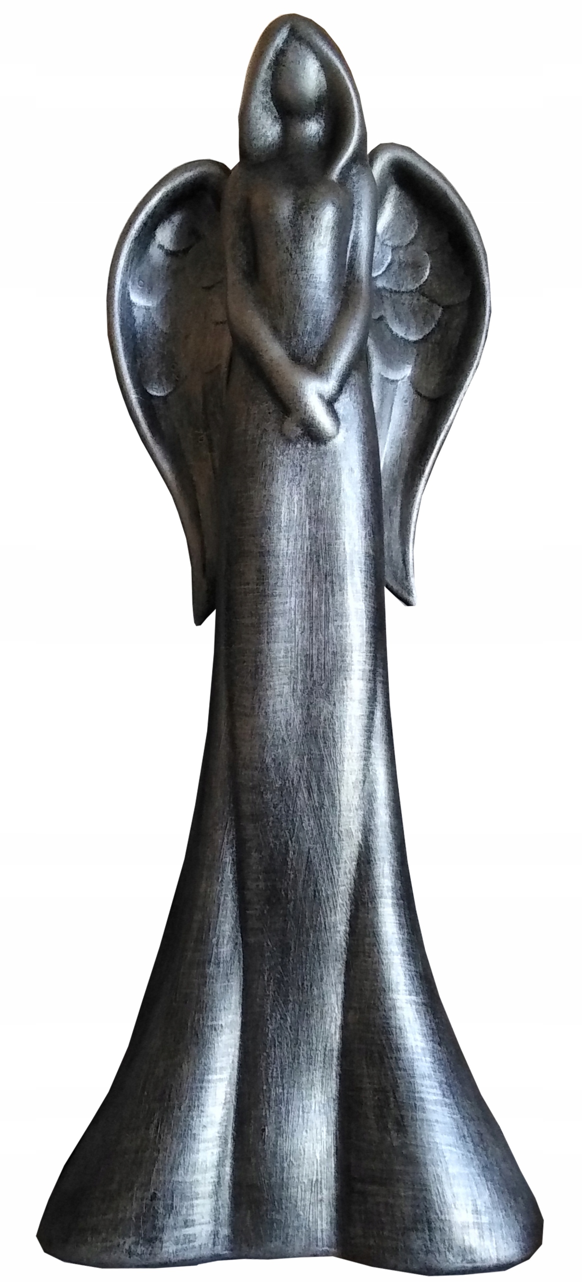 FIGURKA ANIOŁ DEKORACJA SREBRNY OZDOBA 58 CM