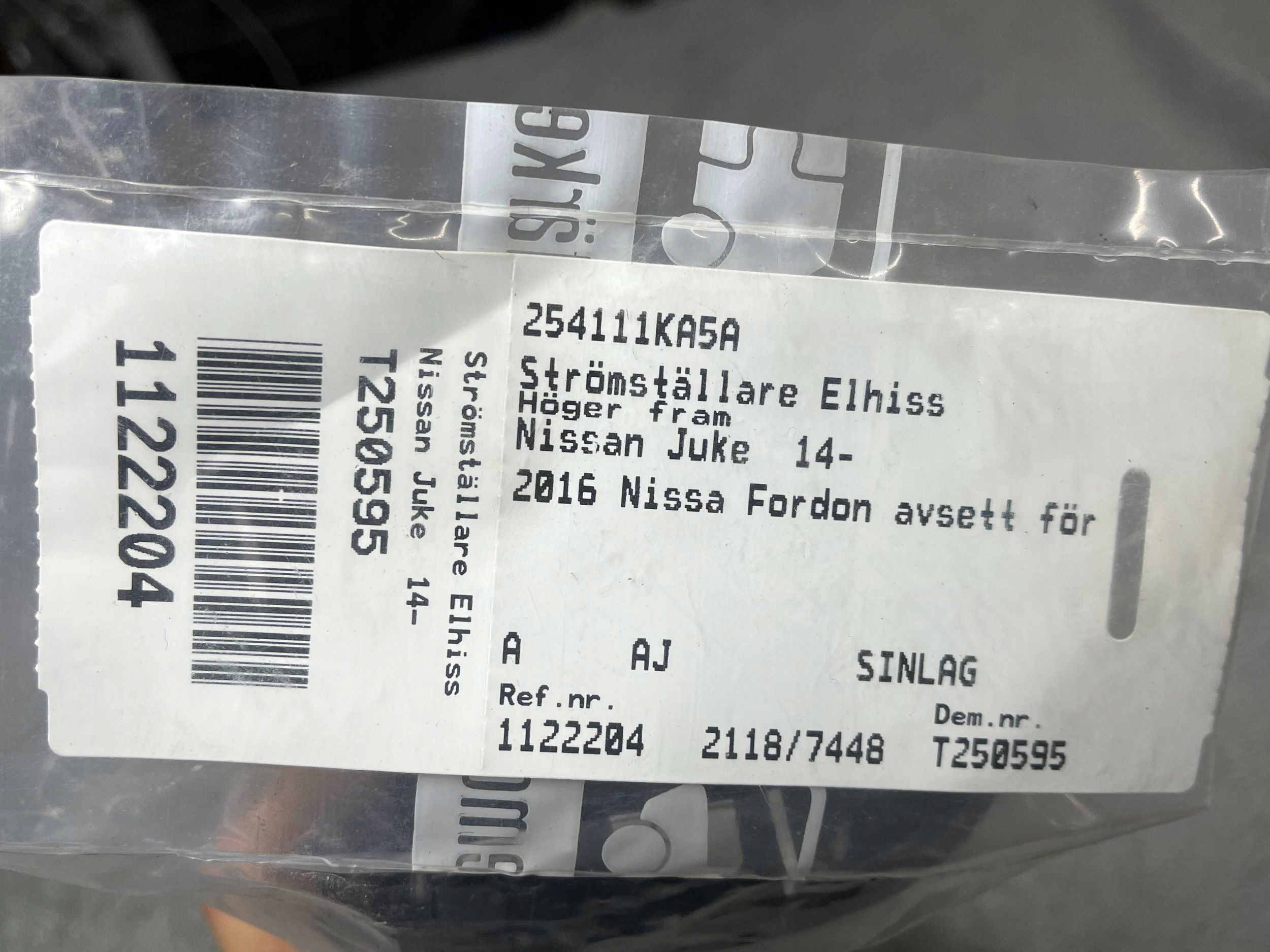 window control switch Nissan Leaf and 254111KA5A
