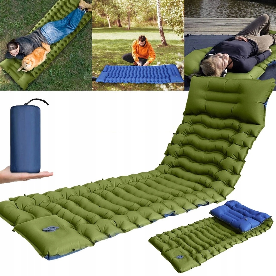 Matrace Vzduchová Matrace 68 X 195 CM, Turistická S Taškou, Modrá