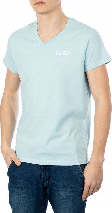 NASA pánske tričko výstrih V Basic Worm modré