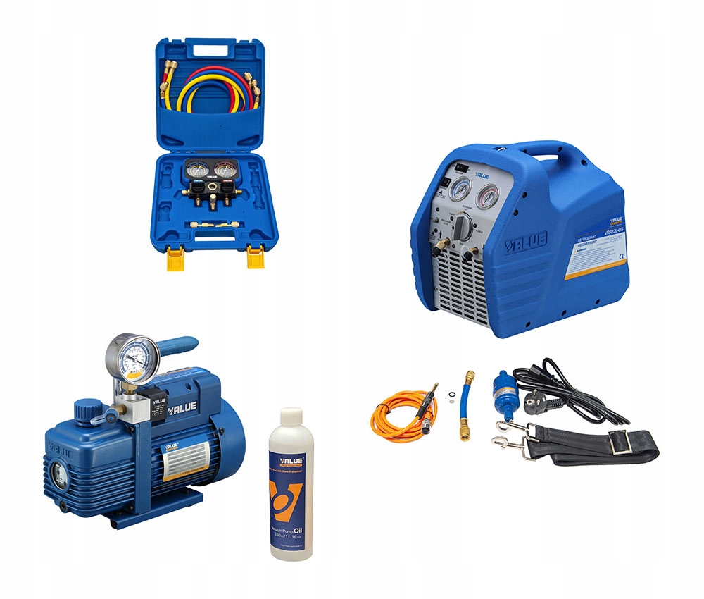 Rekuperačná stanica VRR12L-R32 Vákuová pumpa V-i220SV Manometre Value