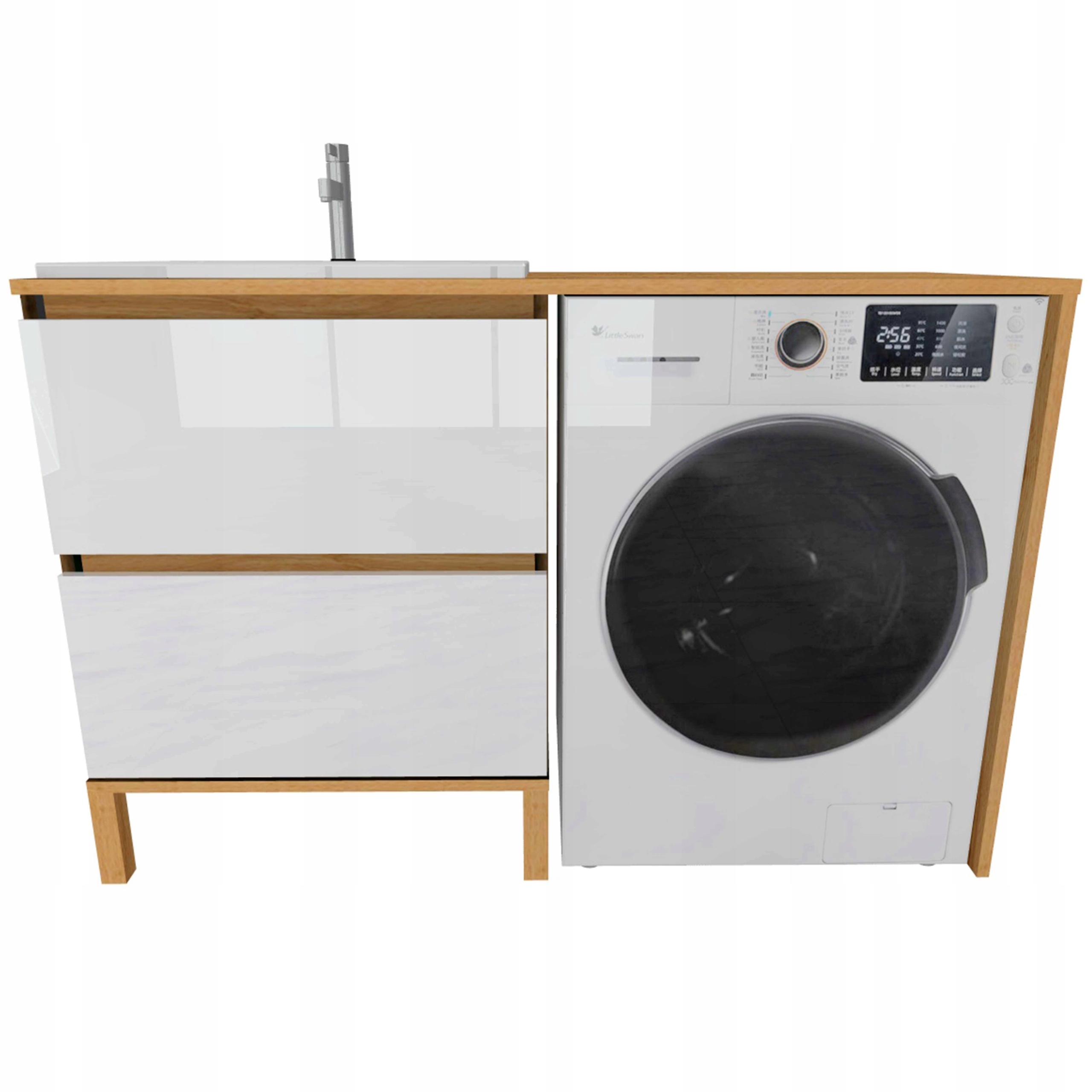 Szafka pod umywalkę z UMYWALKA 60cm + blat 124 CM nad PRALKĘ__POD__WYMIAR__ Wysokość mebla 86 cm