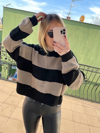 Oversize Svetr Tlusté Pruhy Hnědá/černá Me Gust