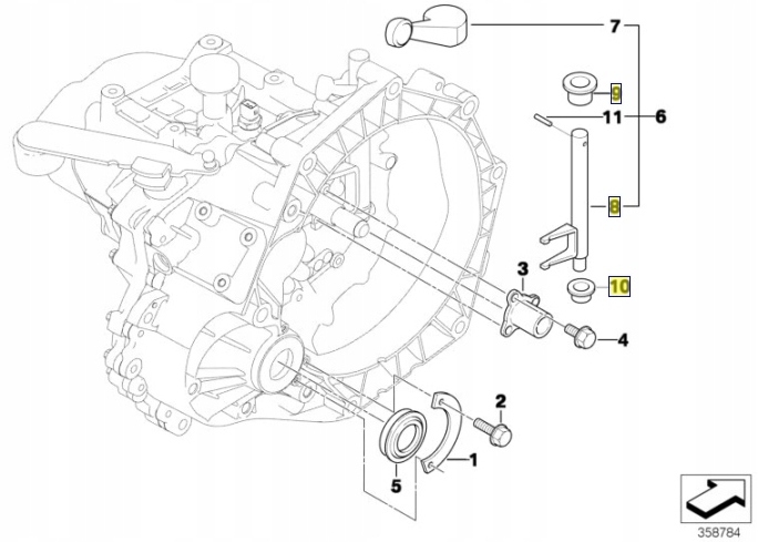 MINI łapa sprzęgła 1.4 1.6 R50 + tulejki Producent części Mini OE