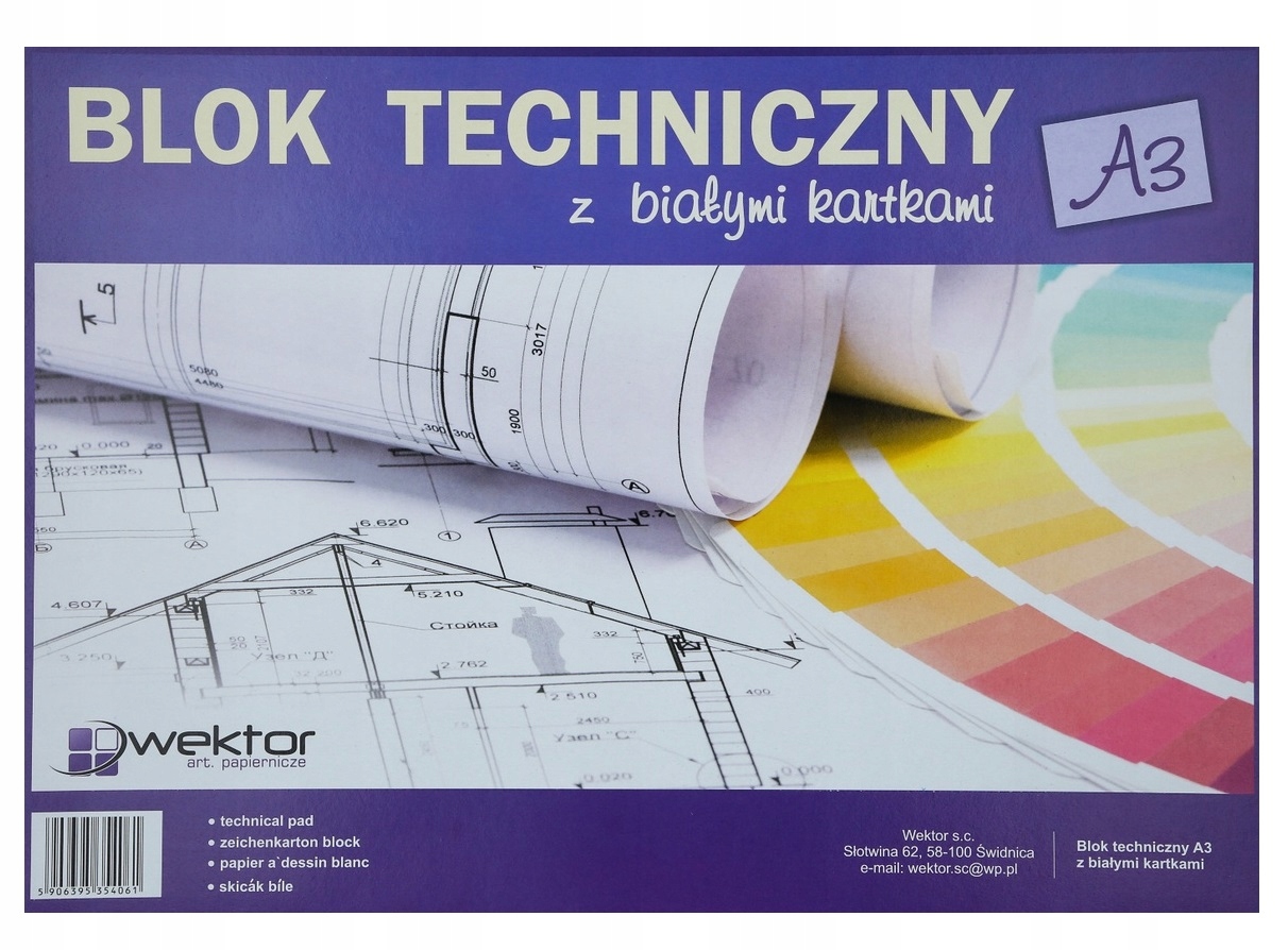 BLOK TECHNICZNY BIAŁY A3 WEKTOR