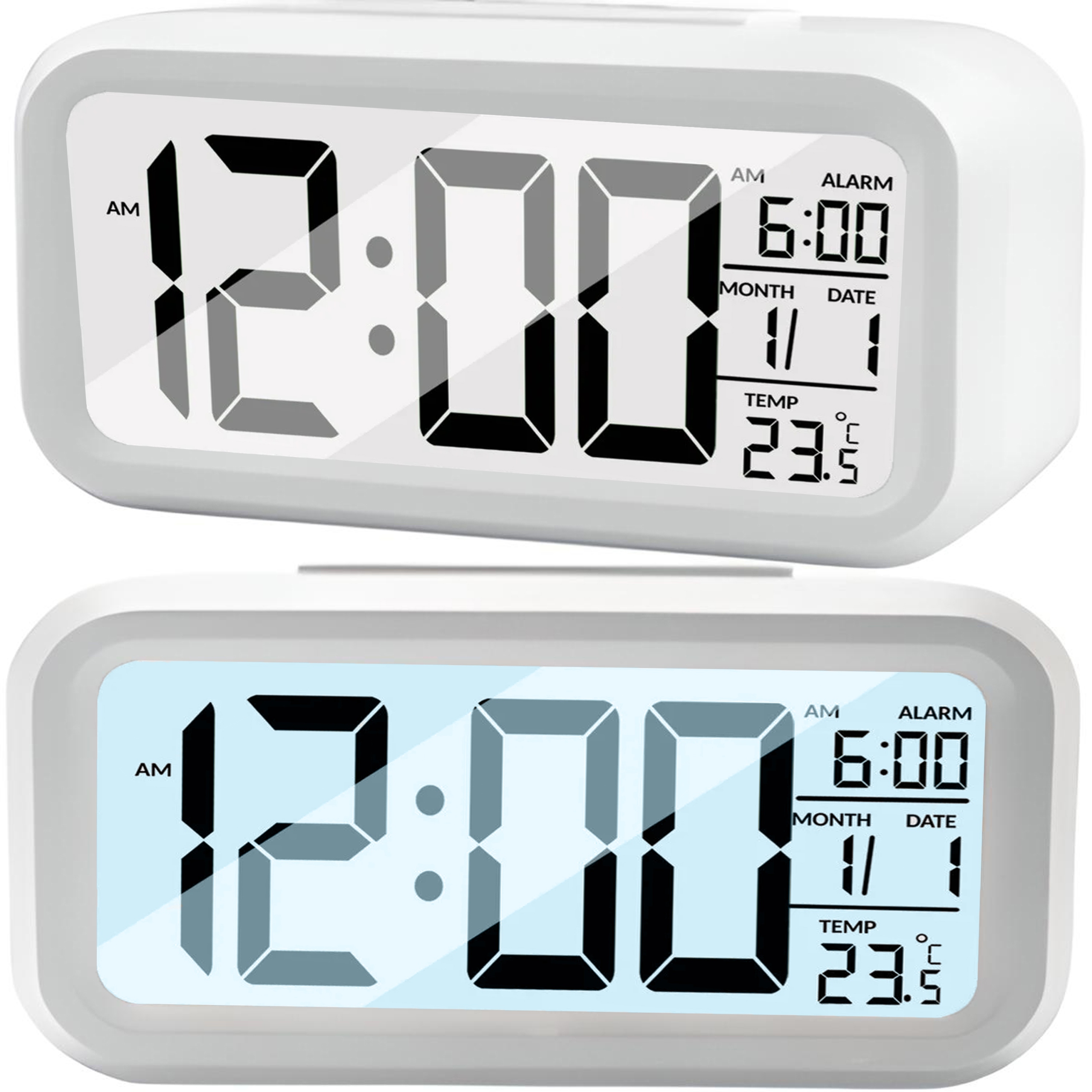 BUDZIK ZEGAR LED TERMOMETR PODŚWIETLENIE 12/24H