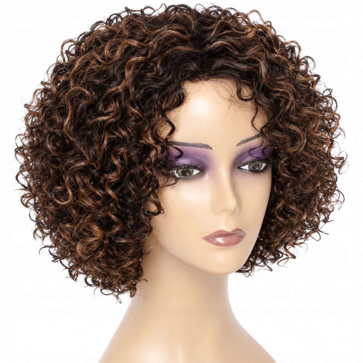 Peruka Afro Morichy krótkie kręcone włosów ludzkich czarny pasemka 1B30#