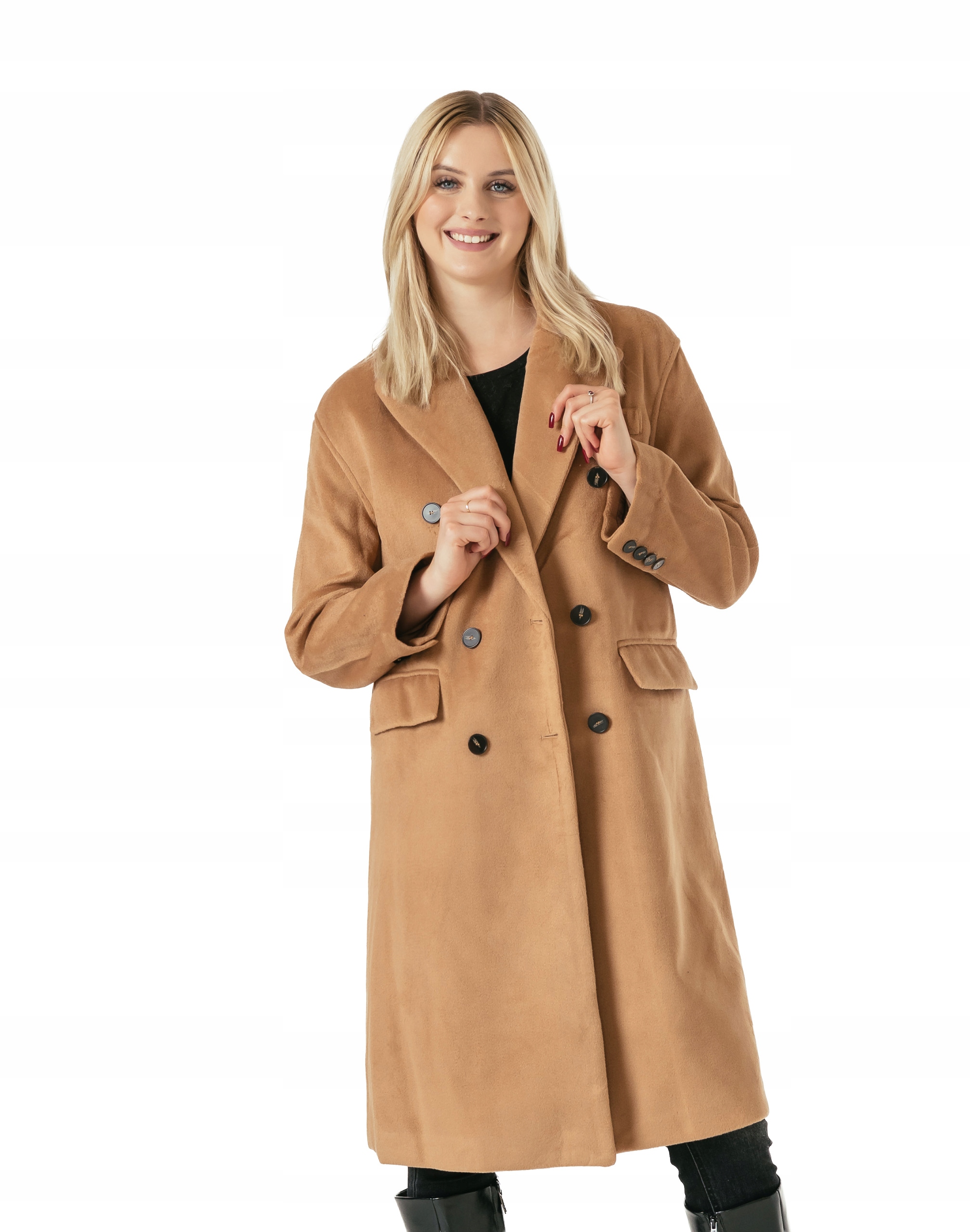 Elegantní teplý dlouhý dámský kabát diplomatka na podzim a zimu 8160-03 XL