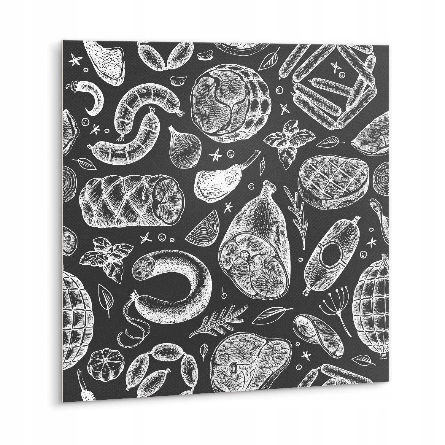 Stylový dekor – Pvc dlaždice, silný vinyl 30 x 30 cm, kreslený motiv jídla