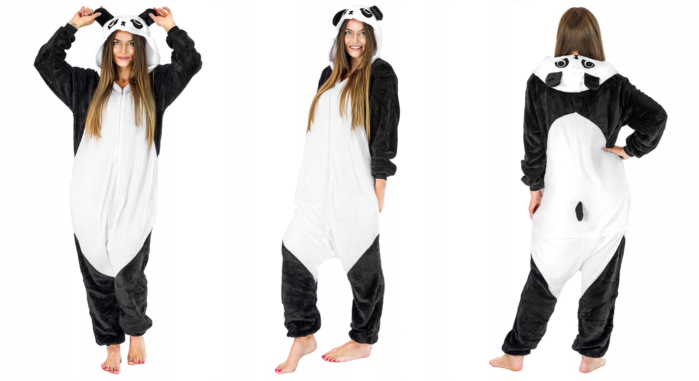 KOSTIUM KIGURUMI ONESIE PANDA JEDNOCZĘSCIOWA PIŻAMA CIEPŁA KOMBINEZON M Model PANDA