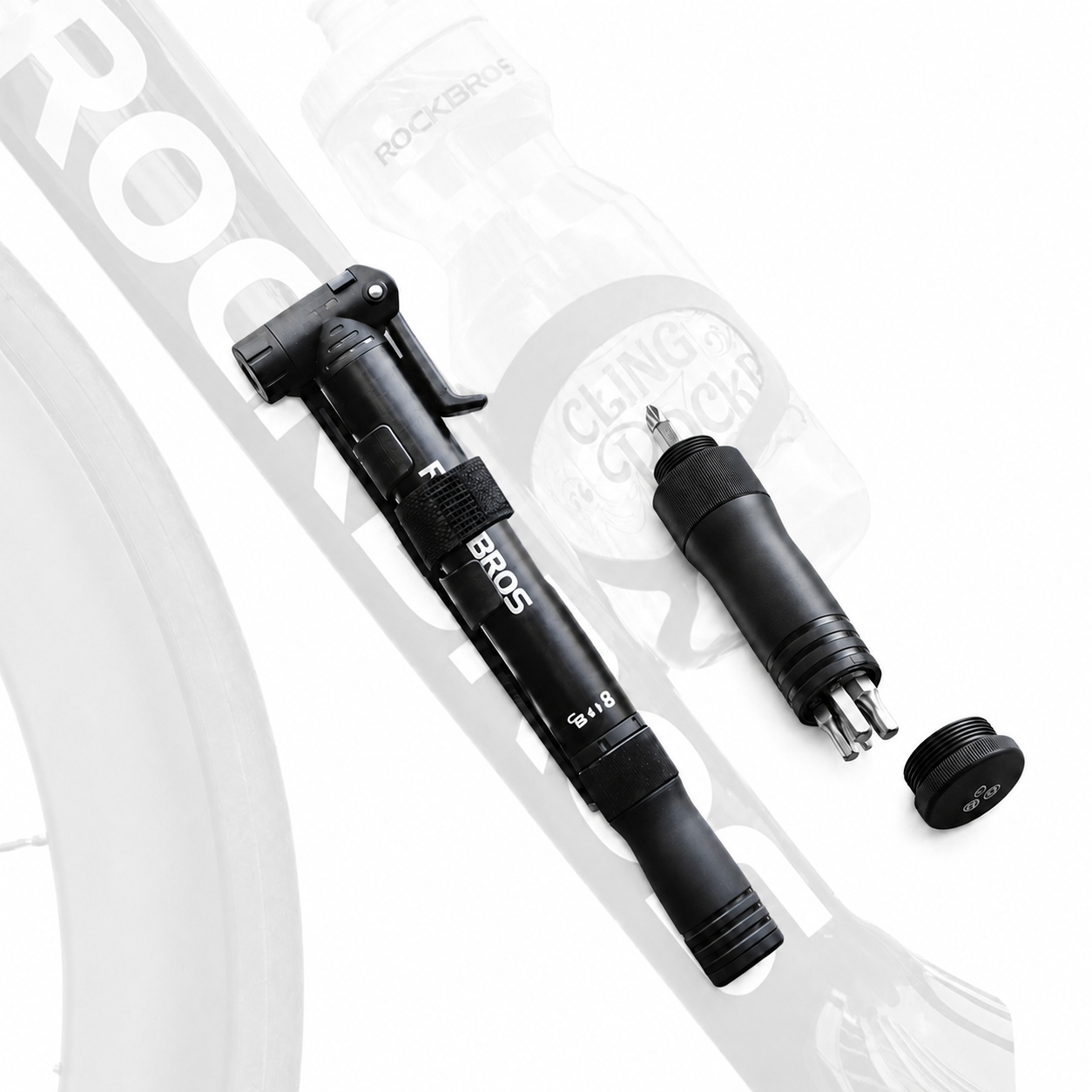 Pompka rowerowa Rockbros 42320010001 ręczna wkrętak czarna