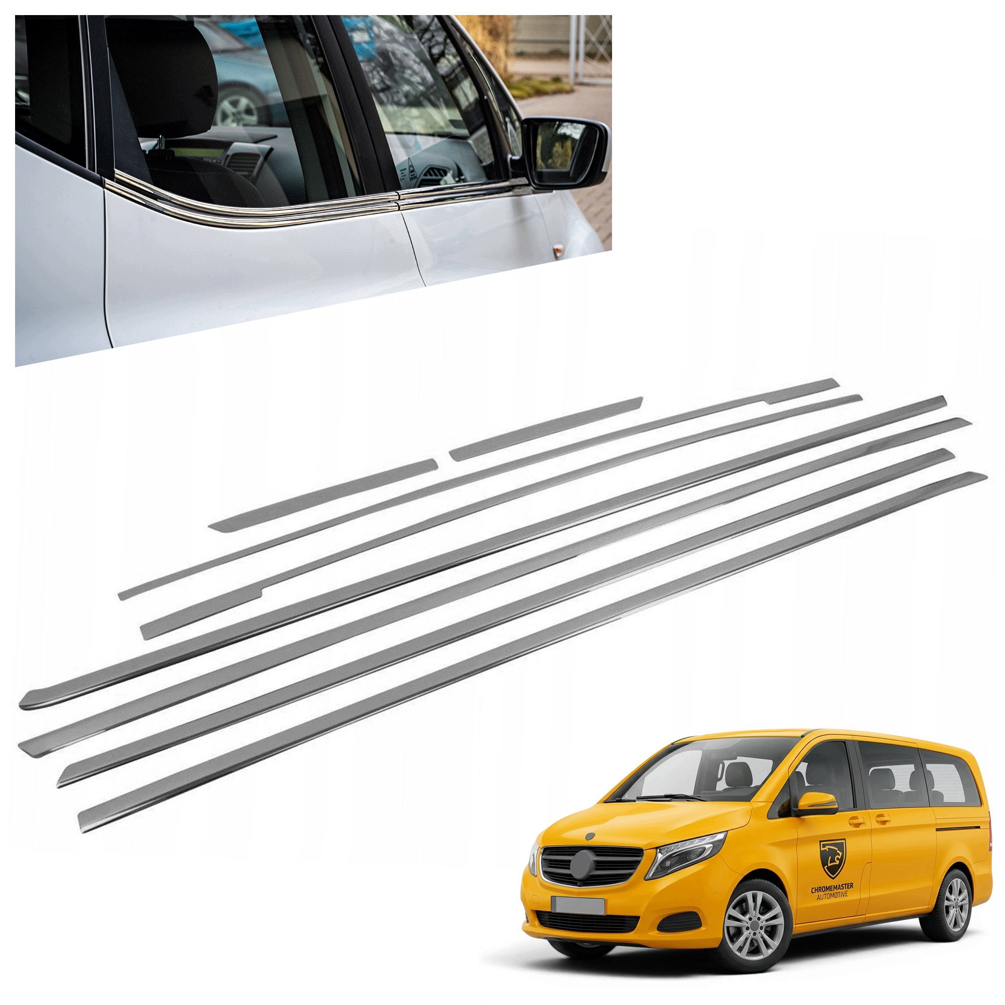 Okenné lišty pod bočné sklá pre Mercedes V-klasa W447 2014- Short
